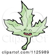 Cartoon Of A Green Maple Leaf Character Royalty Free Vector Clipart by lineartestpilot