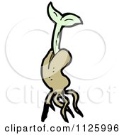Cartoon Of A Sprouting Plant Seed 4 Royalty Free Vector Clipart by lineartestpilot