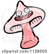 Cartoon Of A Happy Pink Mushroom Royalty Free Vector Clipart