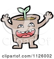 Cartoon Of A Happy Pot With A Seedling Plant 1 Royalty Free Vector Clipart by lineartestpilot
