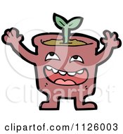 Cartoon Of A Happy Pot With A Seedling Plant 2 Royalty Free Vector Clipart