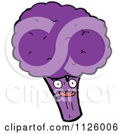 Cartoon Of A Purple Broccoli Character Royalty Free Vector Clipart by lineartestpilot