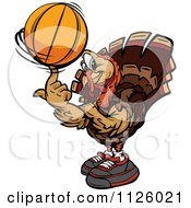 Poster, Art Print Of Turkey Bird Mascot Spinning A Basketball