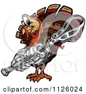 Poster, Art Print Of Turkey Bird Mascot Holding A Lacrosse Stick