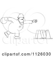 Outlined Worker Bowling For Construction Cones