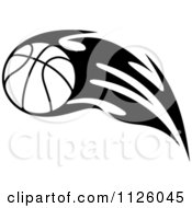 Poster, Art Print Of Black And White Tribal Flaming Basketball 6