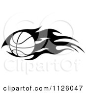 Poster, Art Print Of Black And White Tribal Flaming Basketball 8