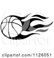 Clipart Of A Black And White Tribal Flaming Basketball 1 Royalty Free Vector Illustration by Vector Tradition SM