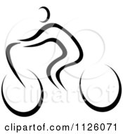 Clipart Of A Black And White Cyclist Athlete Royalty Free Vector Illustration by Vector Tradition SM