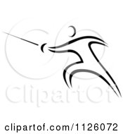 Clipart Of A Black And White Fencing Athlete Royalty Free Vector Illustration by Vector Tradition SM