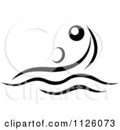 Clipart Of A Black And White Water Polo Athlete Royalty Free Vector Illustration
