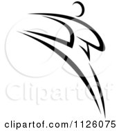 Clipart Of A Black And White Kickboxer Athlete Royalty Free Vector Illustration