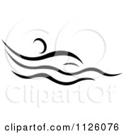 Clipart Of A Black And White Swimmer Athlete Royalty Free Vector Illustration