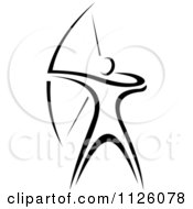 Clipart Of A Black And White Archer Athlete Royalty Free Vector Illustration