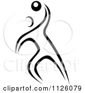 Clipart Of A Black And White Handball Athlete 1 Royalty Free Vector Illustration by Vector Tradition SM