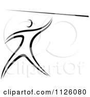 Clipart Of A Black And White Javelin Athlete Royalty Free Vector Illustration