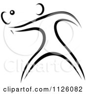 Clipart Of A Black And White Tennis Athlete Royalty Free Vector Illustration