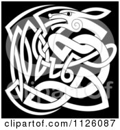 Clipart Of A Black And White Celtic Dog Knot 1 Royalty Free Vector Illustration