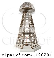 Clipart Of A 3d Magnifying Transmitter Tesla Tower Royalty Free CGI Illustration by Leo Blanchette