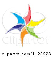 Clipart Of A Colorful Windmill Royalty Free Vector Illustration