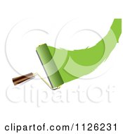 Poster, Art Print Of Roller Paint Brush With A Swoosh Of Green