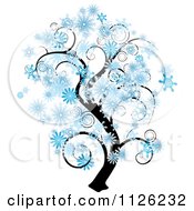 Poster, Art Print Of Tree With Swirl Branches And Snowflakes