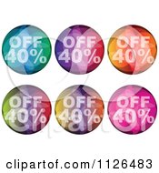 Clipart Of Colorful Forty Percent Off Orb Icons Royalty Free Vector Illustration
