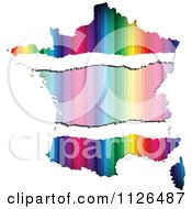 Poster, Art Print Of Map Of France With Copyspace And Colorful Stripes