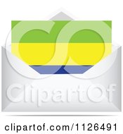 Clipart Of A Gabon Flag Letter In An Envelope Royalty Free Vector Illustration