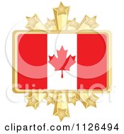 Poster, Art Print Of Canadian Flag With A Golden Stars Frame