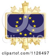 Poster, Art Print Of European Flag With A Golden Stars Frame