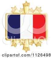 Poster, Art Print Of French Flag With A Golden Stars Frame