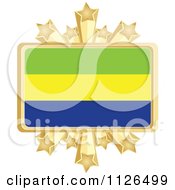 Gabon Flag With A Golden Stars Frame