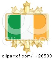 Poster, Art Print Of Irish Flag With A Golden Stars Frame