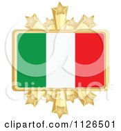 Poster, Art Print Of Italian Flag With A Golden Stars Frame