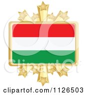 Poster, Art Print Of Hungarian Flag With A Golden Stars Frame