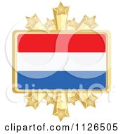 Clipart Of A Luxembourg Flag With A Golden Stars Frame Royalty Free Vector Illustration