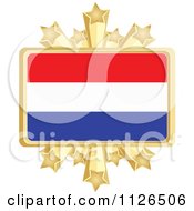 Poster, Art Print Of Netherlands Flag With A Golden Stars Frame