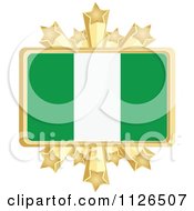 Poster, Art Print Of Nigerian Flag With A Golden Stars Frame