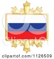 Poster, Art Print Of Russian Flag With A Golden Stars Frame