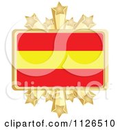 Poster, Art Print Of Spanish Flag With A Golden Stars Frame