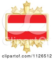 Poster, Art Print Of Austrian Flag With A Golden Stars Frame