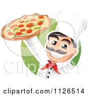 Happy Pizzeria Chef Holding Up A Pizza