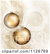 Poster, Art Print Of 3d Golden Christmas Ornaments Over Snowflakes