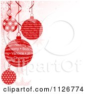 Clipart Of Red Christmas Bauble Ornaments And Snowflakes With Copyspace Royalty Free Vector Illustration