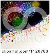 Poster, Art Print Of New Year Holiday Fireworks And Party Ribbons
