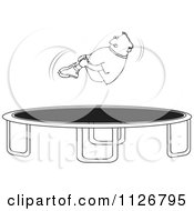 Poster, Art Print Of Outlined Boy Hugging His Knees In The Air Over A Trampoline