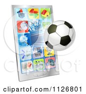 Poster, Art Print Of 3d Soccer Ball Flying Through And Breaking A Cell Phone Screen