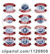 Poster, Art Print Of Red And Blue Awards With Text On Banners