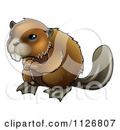 Clipart Of A Happy Blue Eyed Beaver Royalty Free Vector Illustration